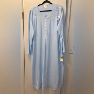 NWT MISS ELAINE WOMAN 3X LOUNGEWEAR/SLEEPWEAR/PAJAMA BLUE CUDDLEKNIT POPOVER